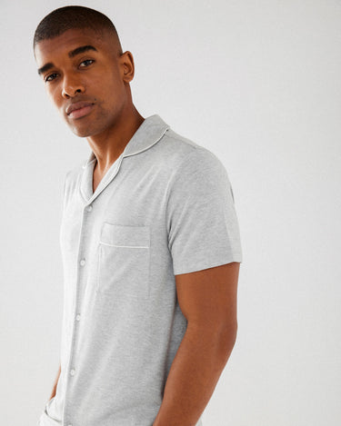 Men's Grey Modal Button Up Short Pyjama Set